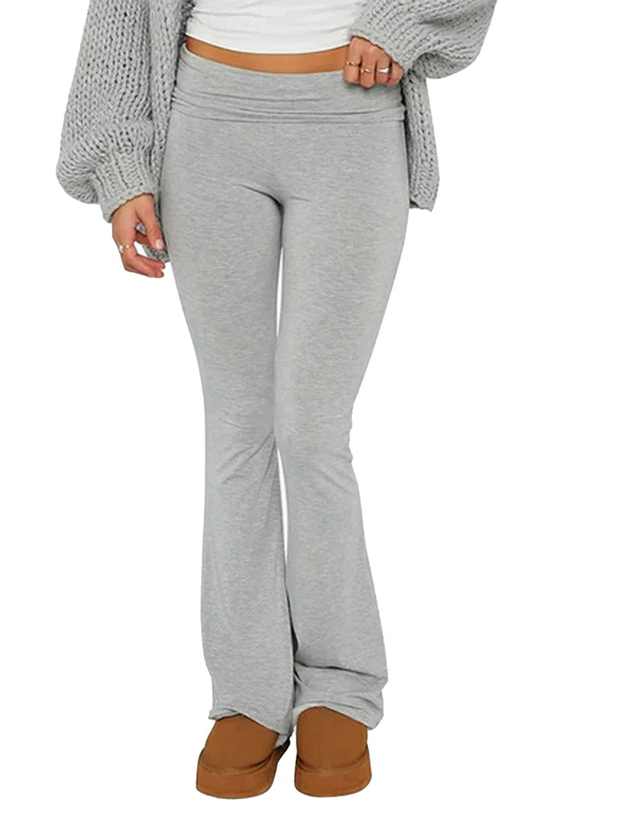 Women s Spring Summer Bell Bottom Pants High Waisted Stretch ming Solid Color Flared Pants