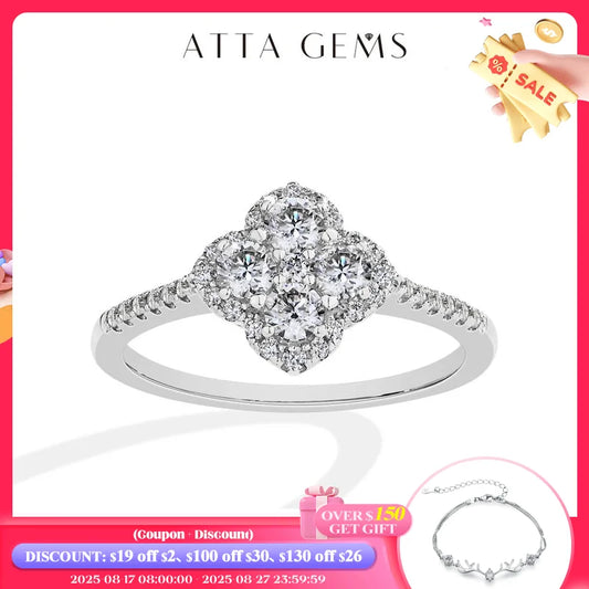 ATTAGEMS Full D VVS1 Moissanite Ring 100% S925 Sterling Silver for Woman Girl Birthday Party Jewelry Gifts Shipping from the USA