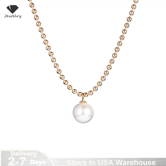 Elegant 18K Gold Plated S925 Pearl Pendant Necklace Women