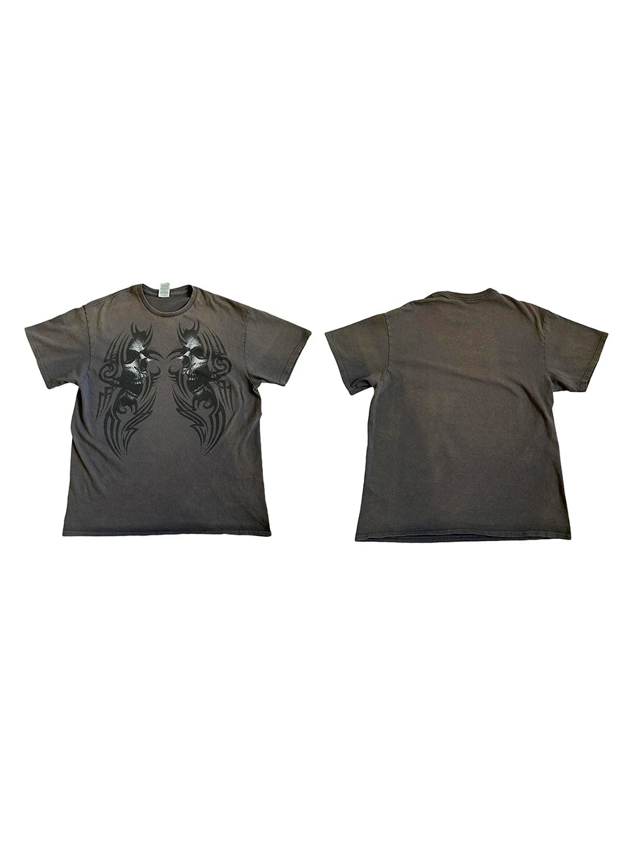 Hirigin Women Gothic Tops Printed Casual Short Sleeve Tee