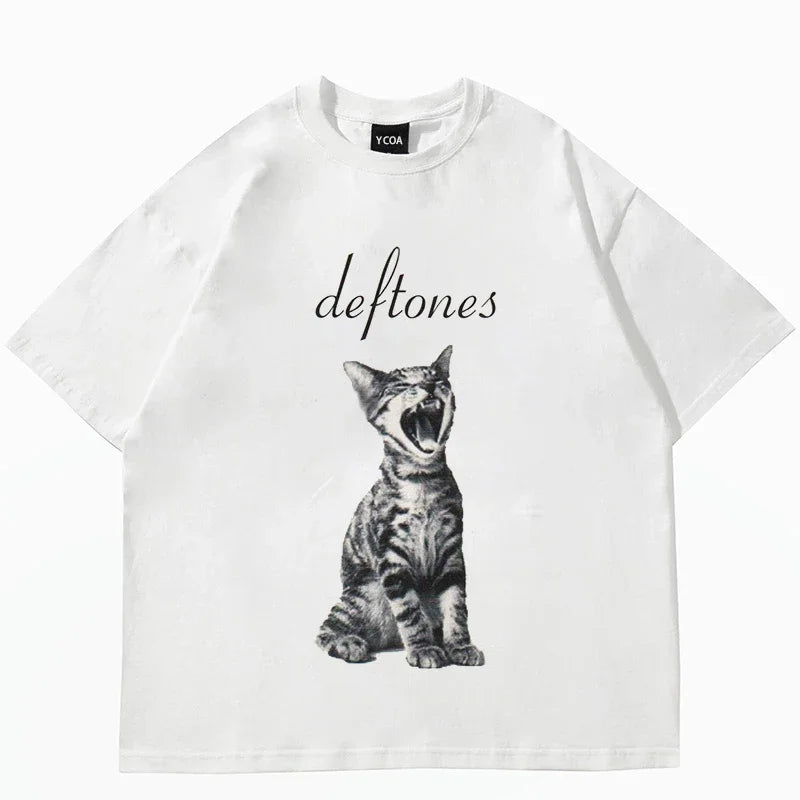 Harajuku Cat Print T Shirt Women Street Style Y2K Fashion