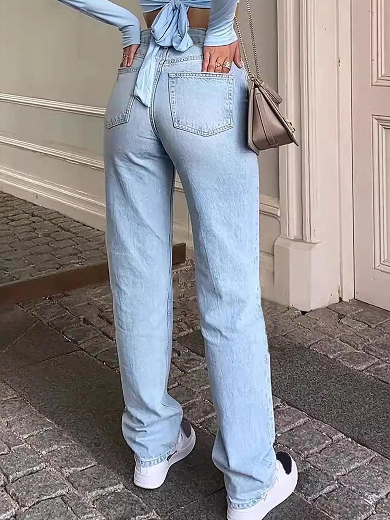 Suita Women Straight Leg Jeans Machine Washable Casual Denim