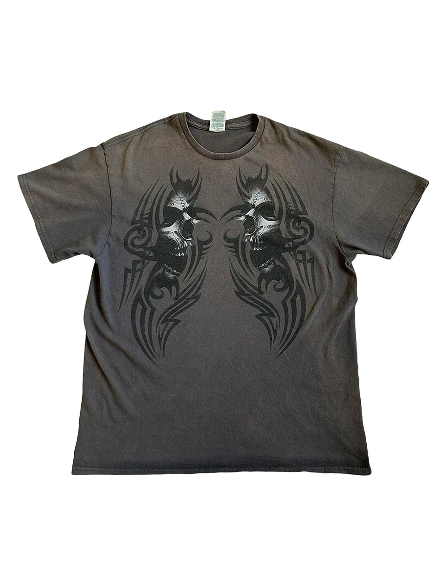 Hirigin Women Gothic Tops Printed Casual Short Sleeve Tee