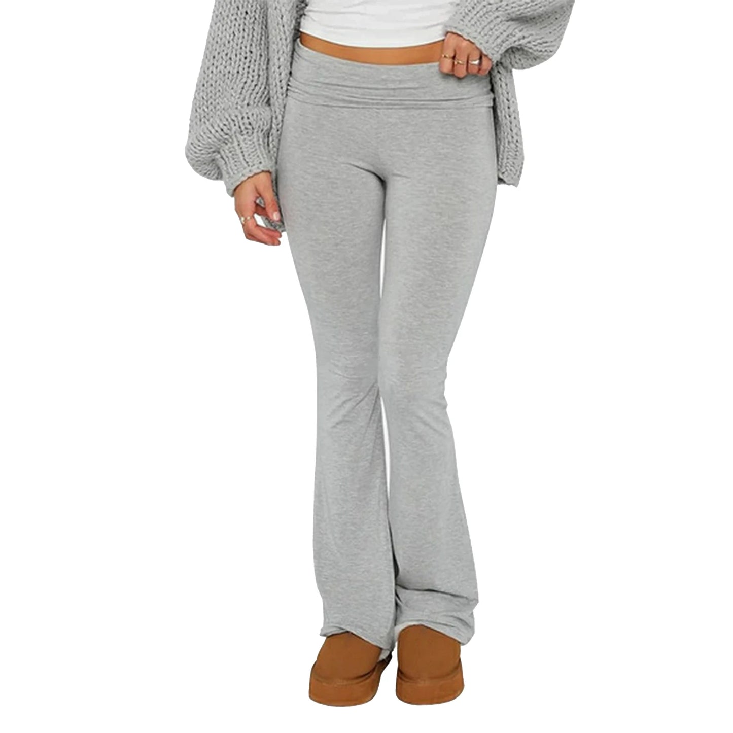 Women s Spring Summer Bell Bottom Pants High Waisted Stretch ming Solid Color Flared Pants
