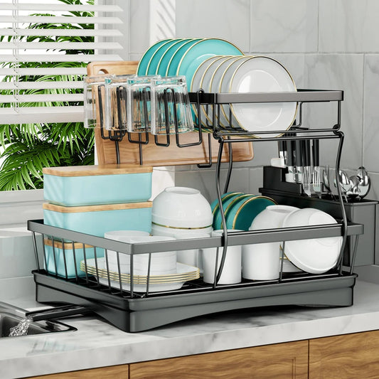 Hign-concerned 2-Tier Dish Drying Rack For Countertops