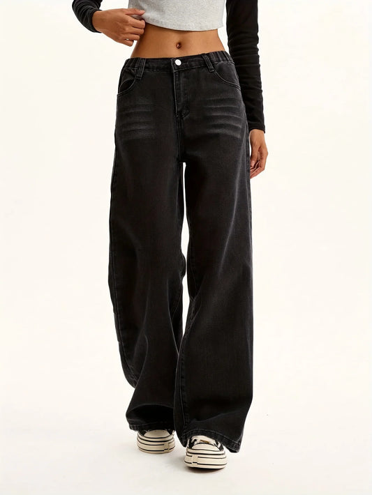 CN Guangdong Teen Girls Denim Jeans Preppy Straight Leg