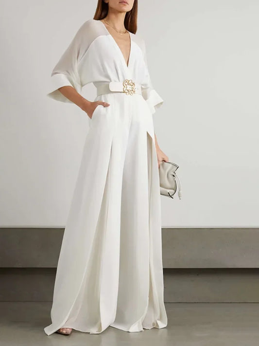 OSHOPLIVECN Elegant One Piece Jumpsuit With V Neck Raglan