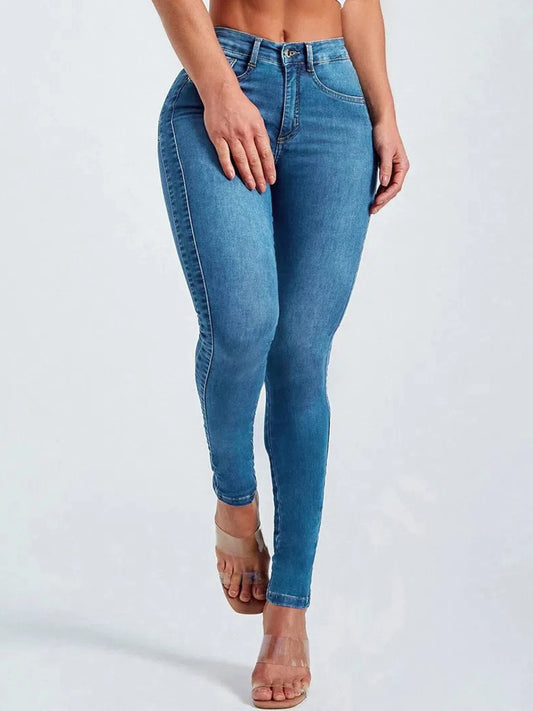 CN Guangdong Women Slim Stretch Jeans High Rise Denim